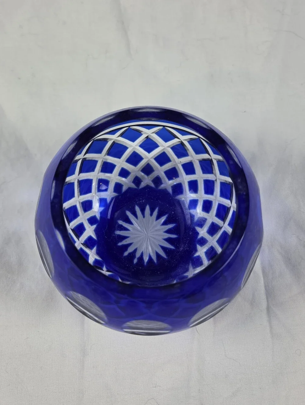 Cobalt Blue Bohemenian Cut Crystal 3.5